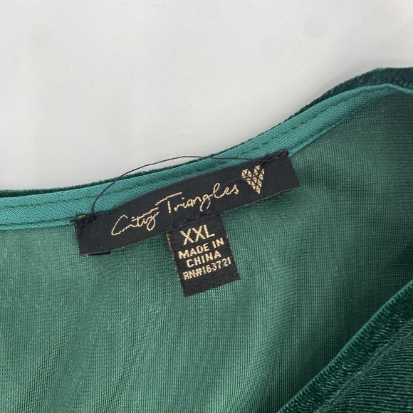 City Triangles Womens Size XXL Green Velvet Long Sleeve Tiered Dress WORN ONCE - Picture 3 of 12